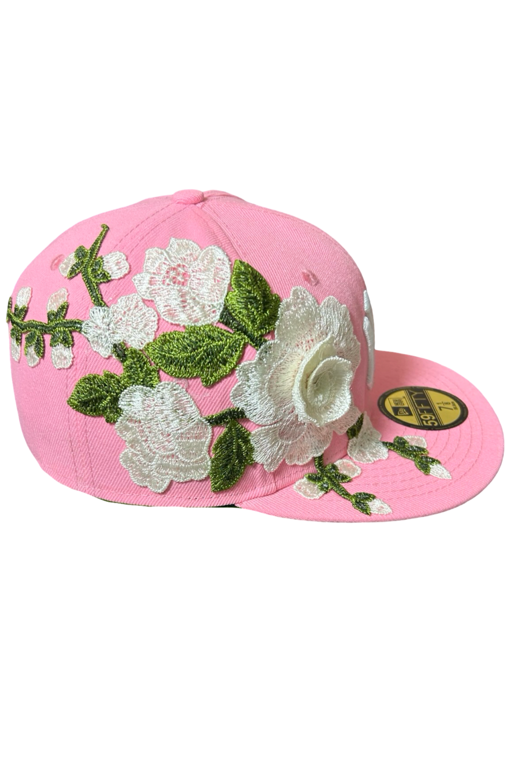 Casquette New Era 59Fifty Rose Custom Florale Blanc– Taille 7 1/8