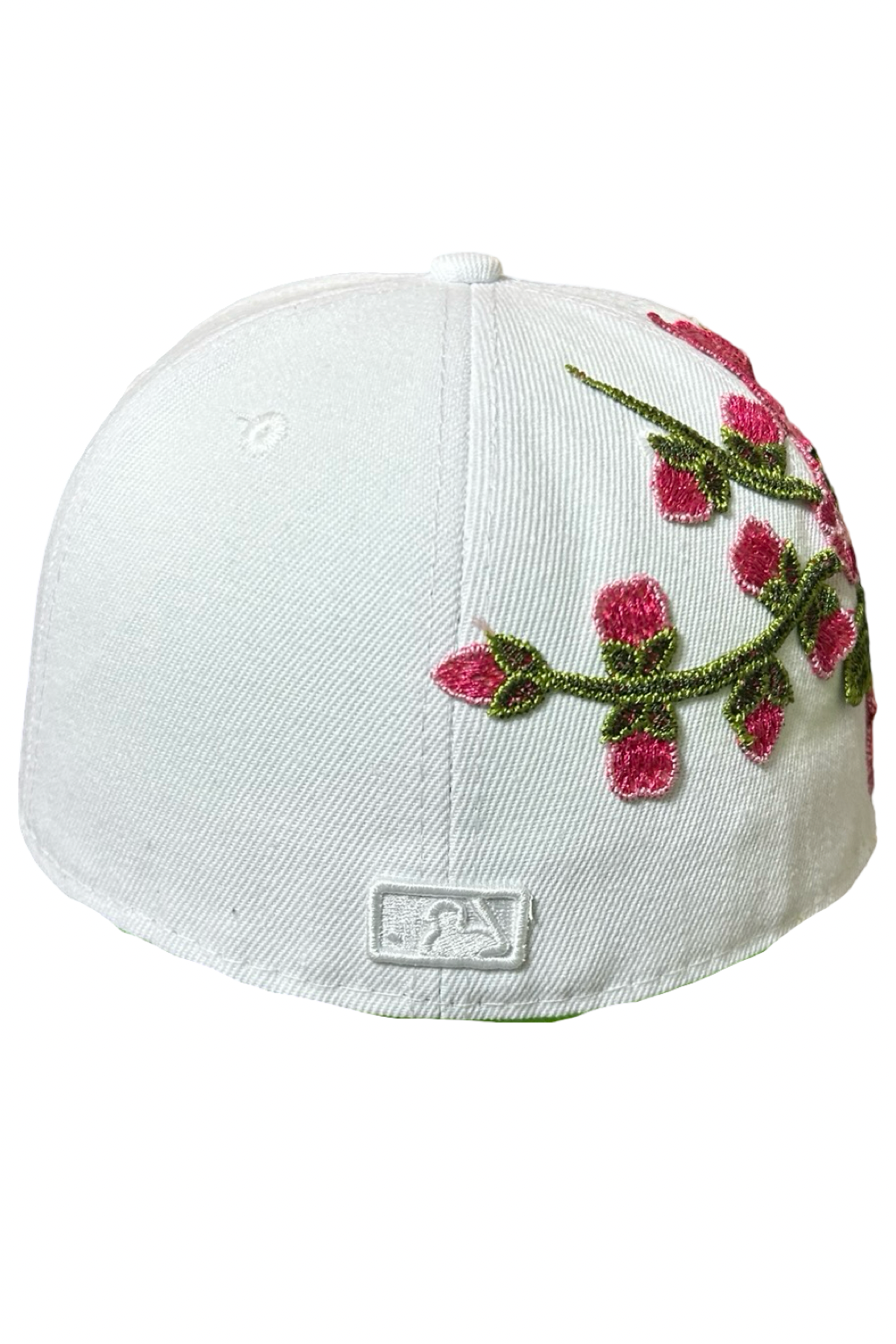 Casquette New Era 59Fifty Blanche Custom Fleurs Roses – Taille 7 1/4