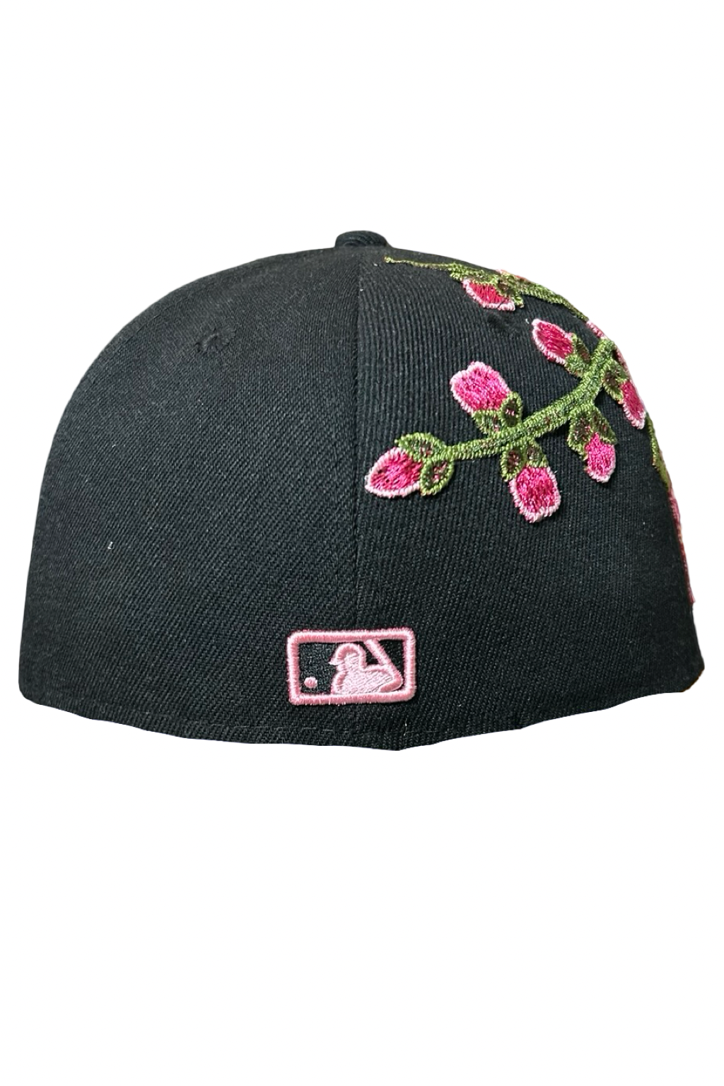 Casquette New Era 59Fifty Custom Noire Fleurs Roses – Taille 7 1/4