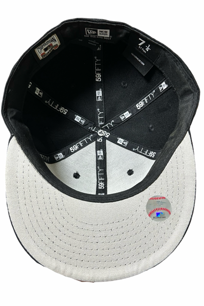 Casquette New Era 59Fifty Custom Noire Fleurs Roses – Taille 7 1/4