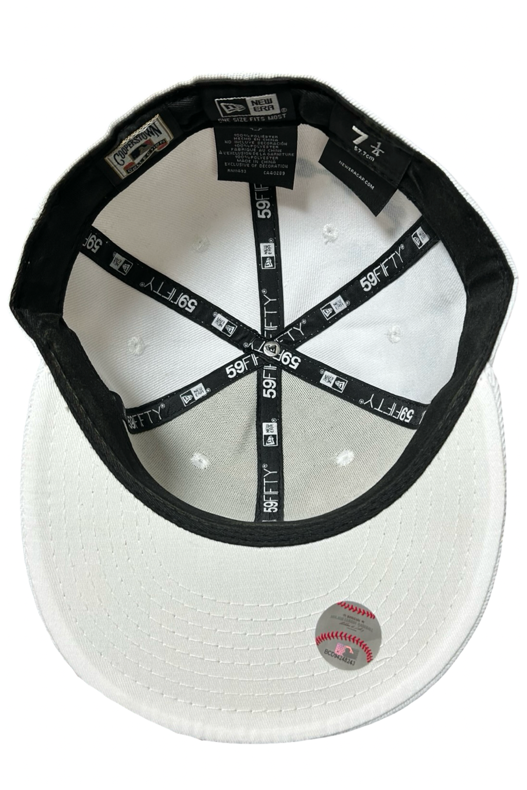 Casquette New Era 59Fifty Blanche Custom Fleurs Roses – Taille 7 1/4