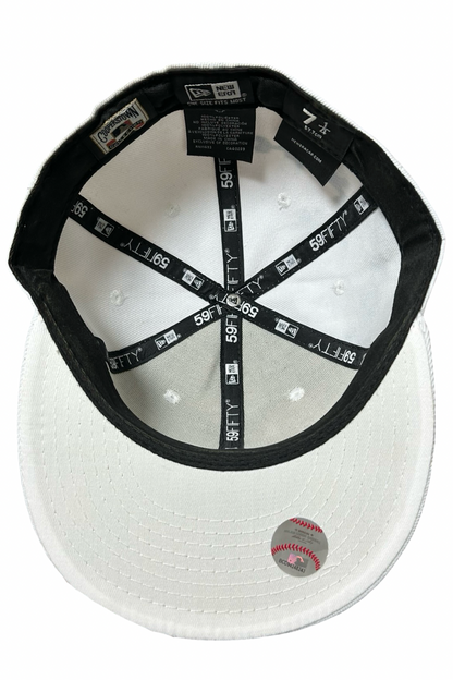 Casquette New Era 59Fifty Blanche Custom Fleurs Roses – Taille 7 1/4