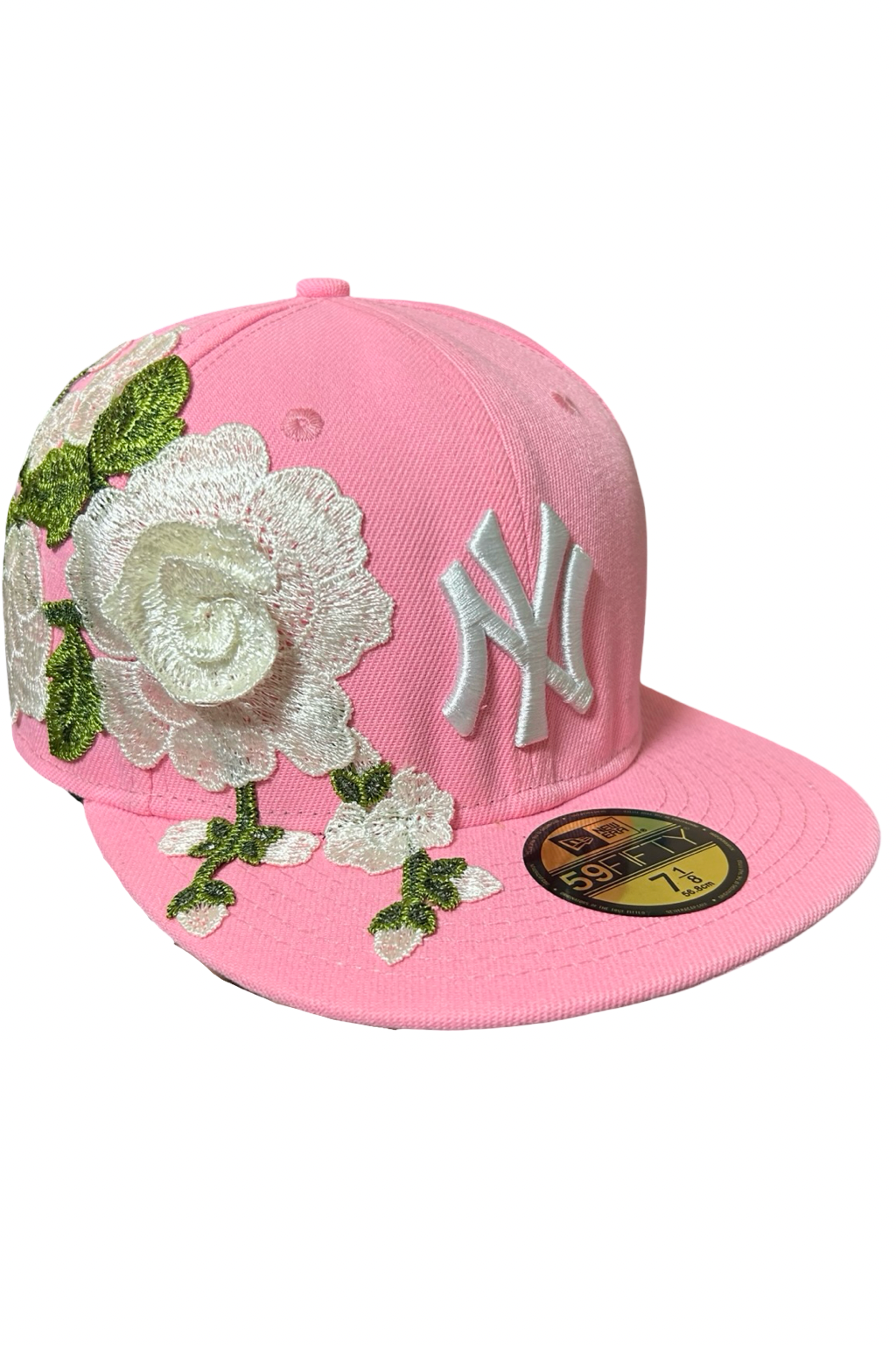 Casquette New Era 59Fifty Rose Custom Florale Blanc– Taille 7 1/8
