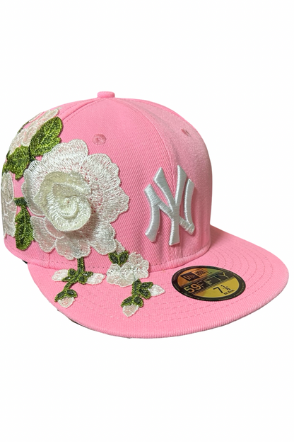 Casquette New Era 59Fifty Rose Custom Florale Blanc– Taille 7 1/8